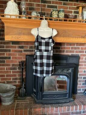 Almost Famous Plaid Romper, Black and White, Size L